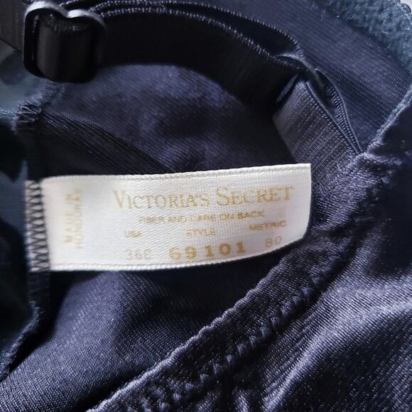 Rare Vintage 90s Victoria's Secret Gold Label Black Floral Velvet Bodysuit Set - Picture 4 of 16